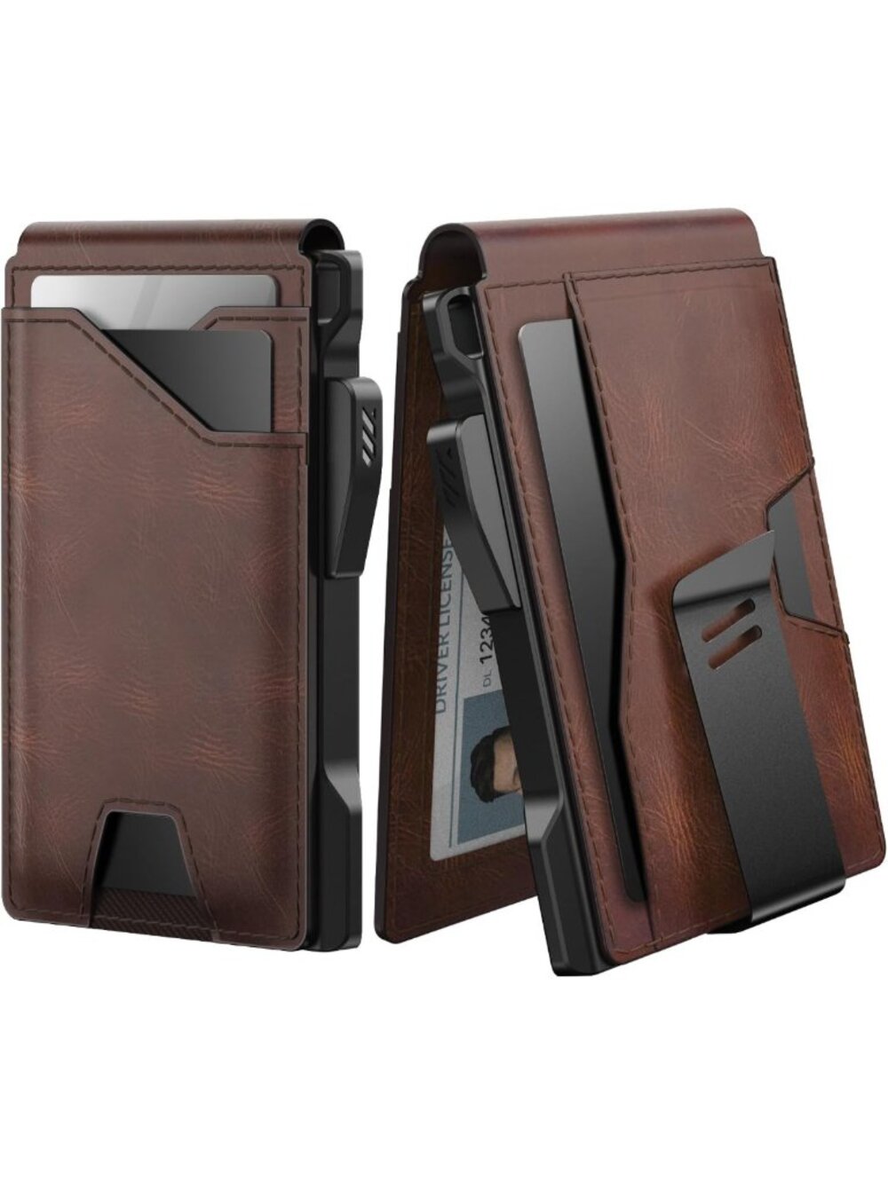 Slim RFID Blocking Tactical Wallet for Men - Genuine Leather, Pop-Up Card